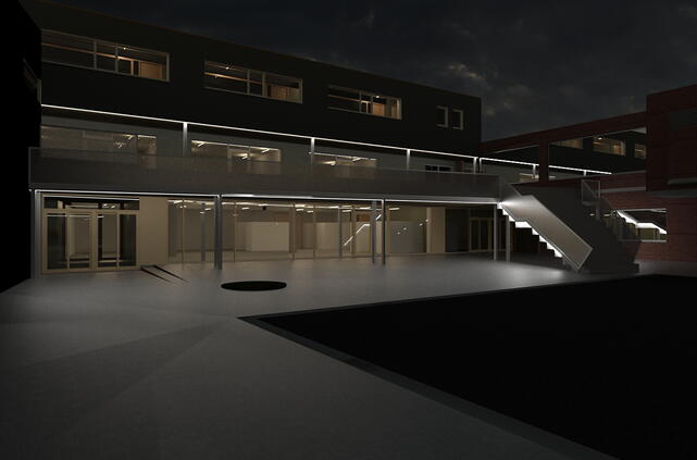 Vooraan blok B nacht