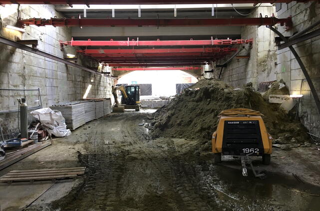 zicht op werf tunnel